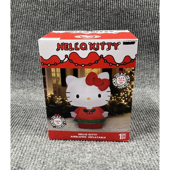 Gemmy HELLO KITTY 4.5’ Airblown Christmas Inflatable Lights Sanrio Berries NEW - Picture 1 of 11